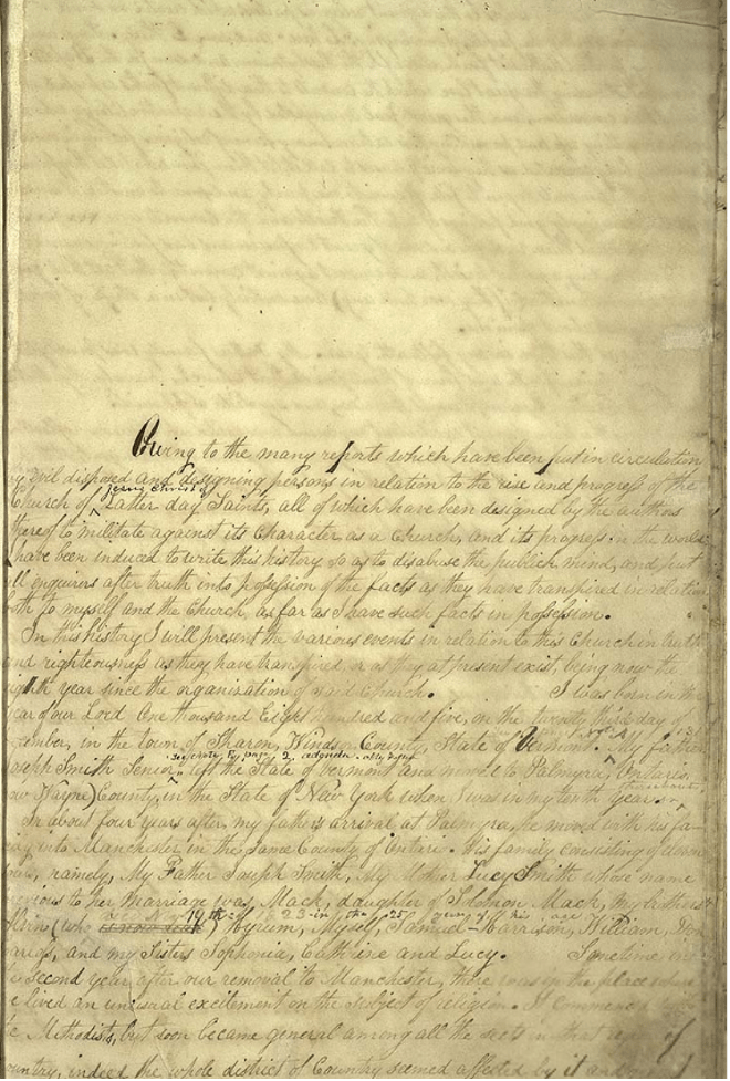 Manuscript History of Joseph Smith